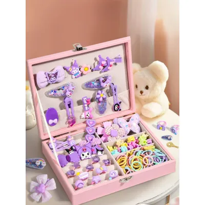 180pcs Kuromi Korean Fashion Girls Hair Accessories Set Jewelry Box for Kids Birthday Gifts