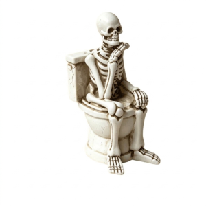 MIIQNUS Resin Skeleton on Toilet Figurine Vintage Gothic Halloween Skeleton Statue Hand-Painted Fade-Proof Thinking Skeleton Ornament Halloween Party