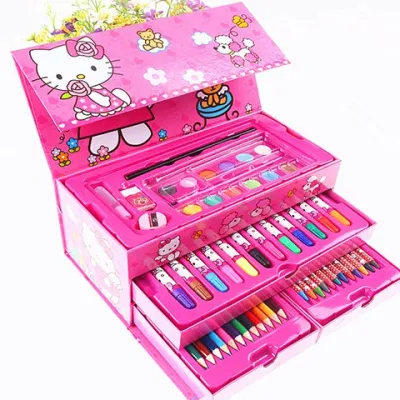 Kids 54pcs Color Set Drawing Art Set Color Pencils Cartoon Painting Pen Children Drawing Set School Supplies