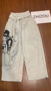 ZHIZOU Women Gray Gothic Baggy Y2k Letter Print Pants Harajuku 2000s Vintage Oversize Sweatpants Wide Leg Trousers Autumn 20262026