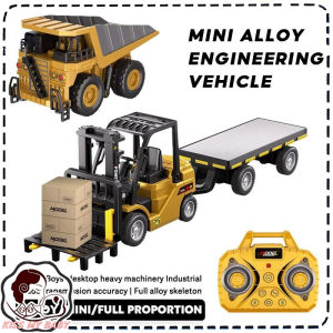 Mini Remote Control Alloy RC Forklift with Trailer Dump Truck 2.4GHz Remote-Controlled Lifting Kids Favorite Toy