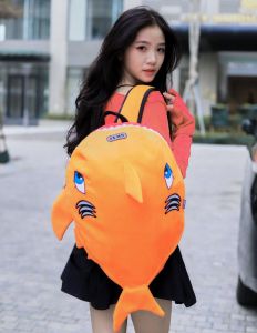 Balo cá mập nhung siêu dễ thương dùng đi học đi chơiđi phượt đều được