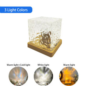 Dynamic Light and Shadow Rotating Water Ripple Projector LED Atmosphere Night Light Living Room Study Bedroom Dynamic Rotation 16 Color Flame Crystal Light