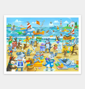 Pintoo Jigsaw Puzzle 1200 pcs H3275: Peter Adderley - Dogs Beach