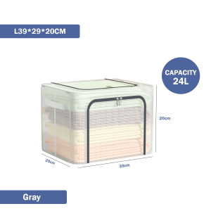 SimHome 24L/66L/100L Storage Box Transparent Foldable Storage Bins With Lids Waterproof Storage Organizer With Steel Frame 大容量收纳箱