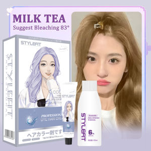 STYLEFIT Hair Color Permanent Milk Tea Ash Quick Coloring (100ml Hair Dye+100ml Oxidizer)