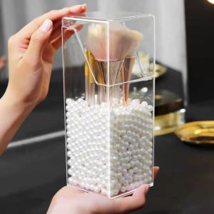 Transparent Acrylic Cosmetic Storage Makeup Brush Holder Organizer Including Pearl