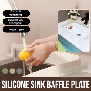 Integrated Suction Cup Sink Water Retaining Plate Silicone Sink Baffle Plate Sink Divider Splash Proof Waterproof Board Kitchen Sink Flaps Strips