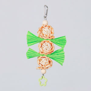 Ready Stock Parrot Chew Toy for Small & Large Birds - Natural Wood Colorful Fabric Hanging Design Suitable for Pet Birds