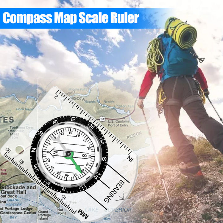JS Multifunctional Portable Compass Outdoor Equipment Map Scale Ruler ...