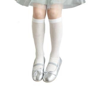 3-13y cô gái mỏng mùa hè tất ống dài trung bình trẻ em dài đến đầu gối Hàng dệt kim trẻ sơ sinh ống dài vớ cotton màu trơn