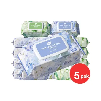【3/5 packs】Botare Tricolor Flower Pack Wipes Refreshing and soft hand and mouth for baby