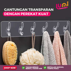 Gantungan Tempel Transparan Magic Hook Tempel Ajaib Gantungan Dapur Gantungan Silicon Dinding Tempel Serba Guna