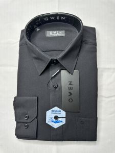 Áo sơ mi dài tay Owen màu đen 100% nano