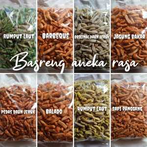 basreng rasa balado | rumput laut | basbeque | jagung bakar | jagung manis | sapi panggang | original daun jeruk | pedas daun jeruk