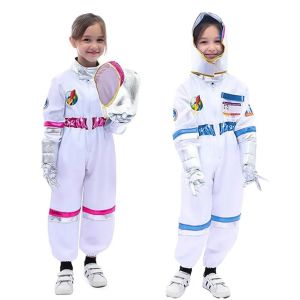 Toddler Kids Astronaut Costume Spacesuit for Boys Girls Halloween Cosplay Party Jumpsuit School Play Role Play Set Astronaut Outfit with Helmet Gloves