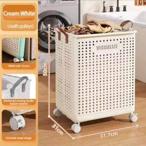 (SG Seller) Multifunctional Folding Laundry Basket with Wheels Dirty Clothes Basket Large Capacity Organizer PL82