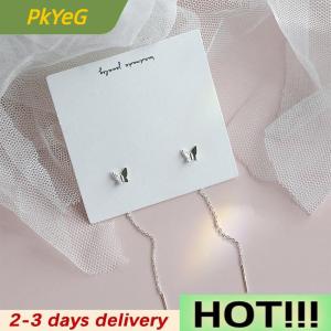 PkYeG Trendy Long Wire Tassel Thread Chain Climb Star Heart Beads Pendants Drop Earrings Womens Straight Hanging Earrings Jewelry