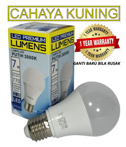 Lampu LED LUMENS 7w 7 watt 7watt PUTIH atau KUNING TERANG MURAH 110++ Lm/W (umumnya 90 Lm/W) - CoolWhite - Warm White - Garansi 1 Tahun - Menggunakan Driver Terpisah (Constant Current) lebih AWET - Langsung Pabrik - Grosir - BestBuy - Value For Money