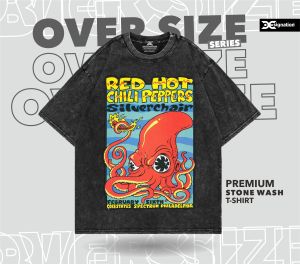 Kaos BAND RED HOT CHILLI PEPPER Stone Wash Oversize / Tshirt Music RHCP Rock N Roll Distro Murah / Washing Oversized VINTAGE