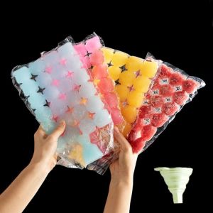 QFV5F 50pcs ปิดผนึกด้วยตนเอง ถุงน้ำแข็งก้อน โปร่งใสโปร่งใส มีกรวย ถุงทำน้ำแข็ง แบบพกพาได้ ใช้แล้วทิ้ง ถุงแม่พิมพ์ทำน้ำแข็ง ฤดูร้อนฤดูร้อนฤดูร้อน