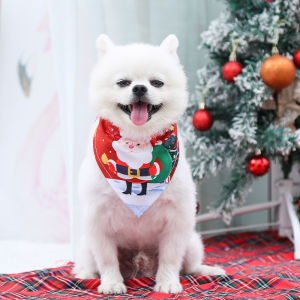zhongku New Pet Bibs Dog Christmas Bibs Santa Starry Bell Fashion Cat Scarf