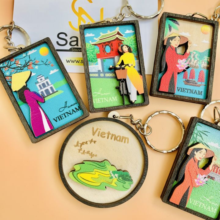 Móc khóa gỗ handmade quà tặng lưu niệm Việt Nam kích thước 5cm | Lazada.vn