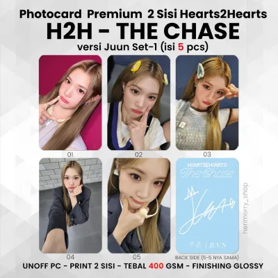 (ISI 5/8 PCS) Photocard HEARTS2HEARTS THE CHASE - PC Premium 2 Sisi Kartu Kpop Merch Unofficial H2H S2U Carmen