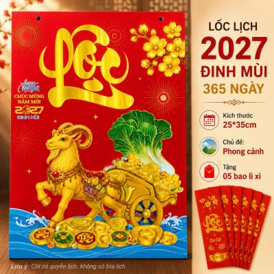 Lốc lịch 365 ngày 2027 kích thước 25*35cm phong cảnh dùng gắn bìa lịch hoặc thay thế lịch năm cũ
