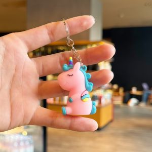 Cute Cartoon Lovely Girl 3D Unicorn Key Chain Key Ring Doll Pendant Couple Gift Car Keychain Small Gift