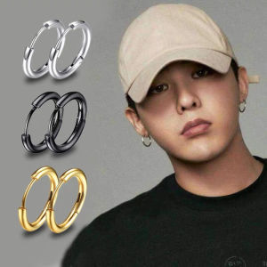 1 Pair 8/10/12/14mm black silver stainless steel hoop earrings for men women minimalist small circle