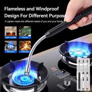 Portable Rechargeable Electric Pulse Ignition Candle Lighter Windproof Flameless Lighter USB Charge