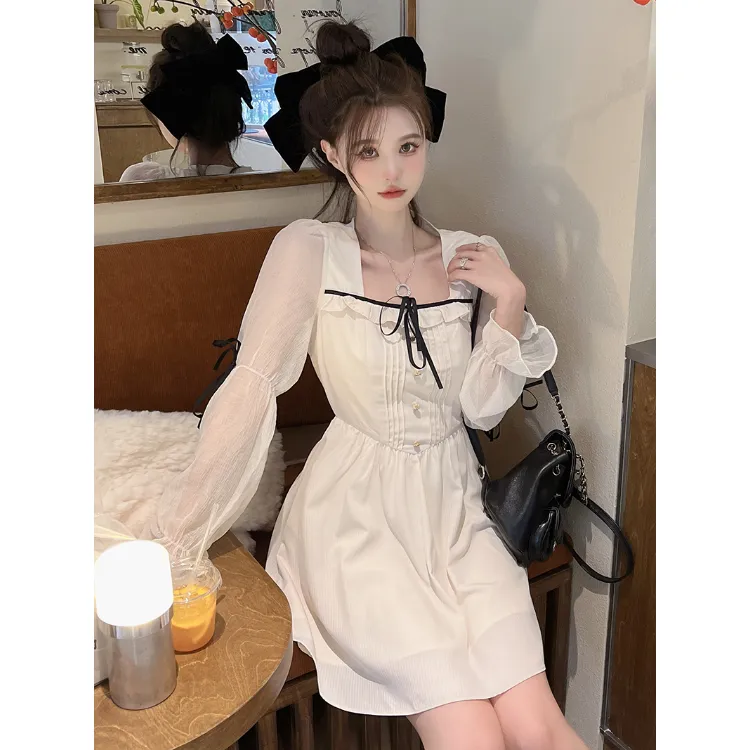 green emerald velvet dress Dewlily Puff Sleeve Dress Korean Fashion Teens 20s 30s Cute Date A-Line Office Style Off Shoulder Plain Simple
