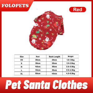 FOLOPETS Pet Santa Clothes Dog Cat Christmas Clothes Santa Claus Design Shirt Printed Sweater Pet Xmas Gift