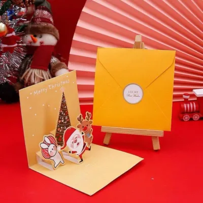 1Pcs Christmas Cards 3D Pop Up Christmas Card Handmade Holiday Greeting Card with EnvelopesChristmas Tree Santa Claus Reindeer Snowman Xmas CardsMerry Christmas Cards