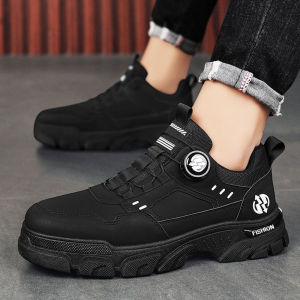 Mens shoes 2025 autumn new low-top one-pedal rotating button sports and leisure trendy shoes outdoor waterproof tooling shoes