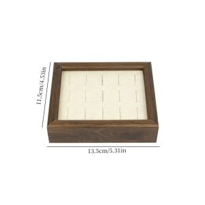 PLNBFG Vintage Ring Display Tray Walnut Wood Versatile Ring Holder Showcase Space-Saving Jewelry Organizer Tray Jewelry Store Display