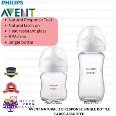 AVENT NATURAL 3.0 RESPONSE SINGLE BOTTLE GLASS ASSORTED