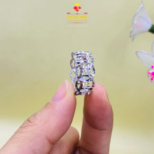 Nhẫn kim tiền Nhẫn nữ bạc xi bạch kim Nhẫn ngón trỏ kiểu đồng tiền bạc xi vàng trắng đẹp Nhẫn bạc nam nữ ngón cái - KIM LỘC PHÁT NKT