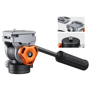 K&F CONCEPT 11lb/5kg Load Video Fluid Head Tripod Head Silky-Smooth Stable Camera Fluid Heads for Nikon Canon Leica Camera