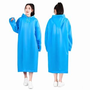 LIWU 1pc Waterproof Transparent Raincoat Emergency Reusable Rain Ponchos for Adults Universal Long Hooded Rain Coat for Travel Camping