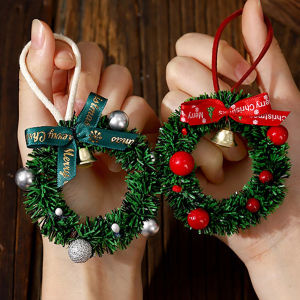 Merry Christmas Mini Wreath Decorations Car Door Hanging Decoration Window Display Christmas Tree Decor Accessories