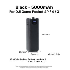 (SG) CASADISE 5000mAh Portable Powerbank 3C Certified for DJI Osmo Pocket 4P 4 Pro / 4 / 3 Battery Handle Cable Fast Charging