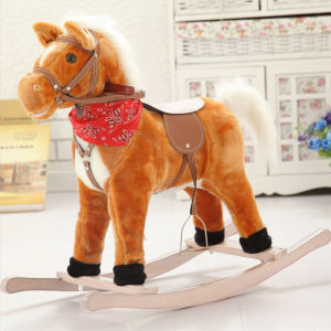 2 in1 Music&Sound Version Toddle Rocking Horse Ride-On Plush Rocker Rocking Animal for Children