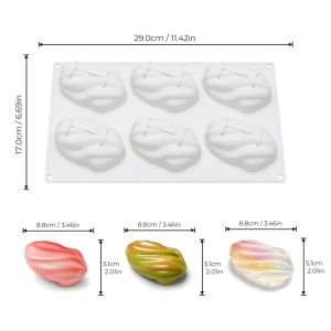BLESSFUL Flexible Mousse Cake Mold Pistachio-shaped 3D Baking Silicone Mold Portable Non-Stick Jelly Pudding Mold Cake Making