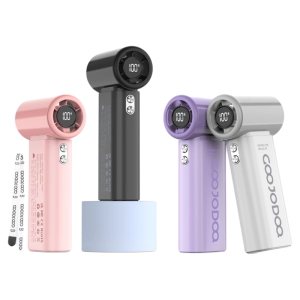 พร้อมส่ง พัดลมตั้งโต๊ะความเร็วสูง 10x หน้าจอ LED ความแรงลมที่ได้รับการปรับปรุงและเชือกเส้นเล็กแบบพกพา 4000mAh แบตเตอรี่ทนทาน คละสี มีเก็บปลายทาง