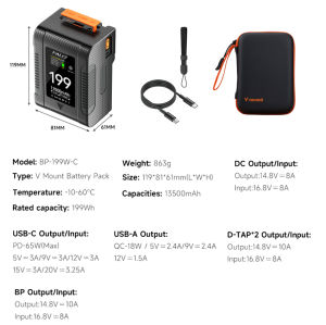 PALO V-Mount Battery v mount baterai isi ulang Li-ion Untuk Lampu Siaran Kamera Sony LED Video Light V-Lock BP-99W BP-199W PD56W