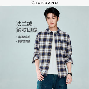 Giordano Beau Monde Men 100% Cotton flannel long sleeve loose shirt Free Shipping 13045852