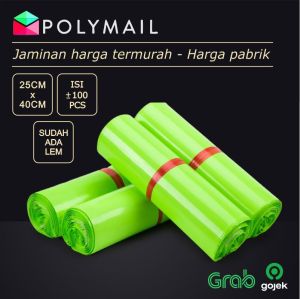 PLASTIK POLYMAILER ±100PCS 25x40CM HIJAU SEMI GLOSSY ADA LEM PLASTIK PACKING ONLINESHOP KANTONG MURAH KANTONG BELANJA PLASTIK MURAH PLASTIK SABLON TERMURAH