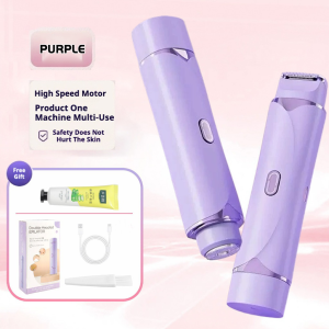 Ladies’ Electric Epilator Bikini Trimmer Waterproof Double Head Shaver Private Hair with LED Light